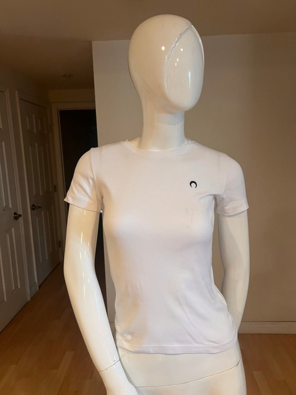 $225 MARINE SERRE CRESCENT MOON ORGANIC COTTON BABY TEE TOP SZ S SMALL